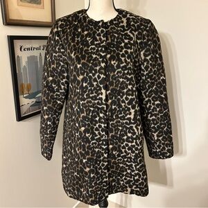 Nine West Animal Leopard Print Teddy Jacket SZ M